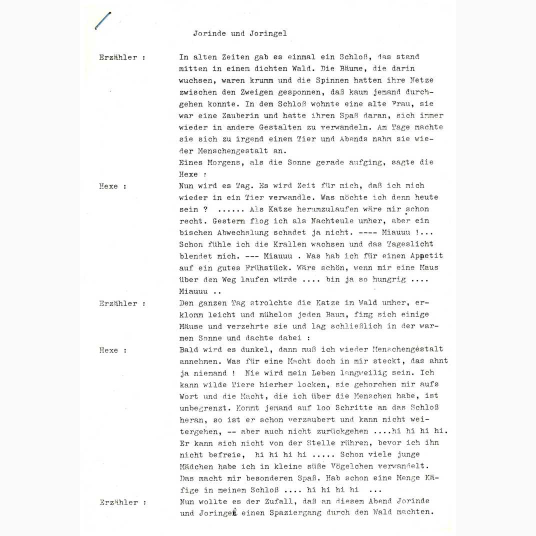 Manuskript: Jorinde und Joringel